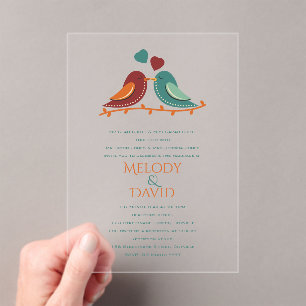 Love Birds Wedding Acrylic Invitations