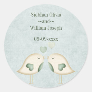 Love Birds Wedding Classic Round Sticker