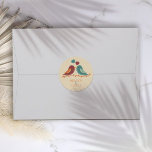 Love Birds Wedding Classic Round Sticker