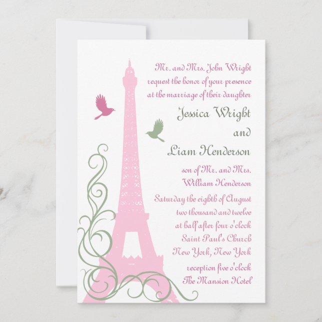 Love Birds Wedding Invitation (Front)