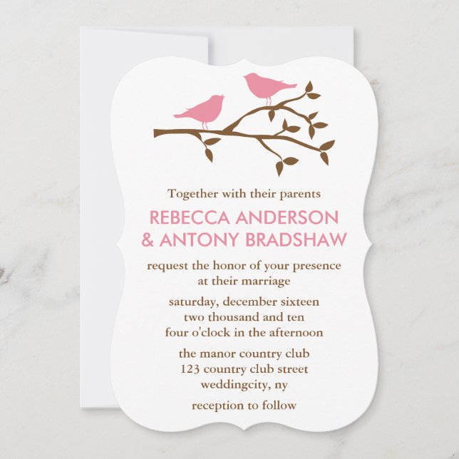 Love Birds Wedding Invitation (Front)