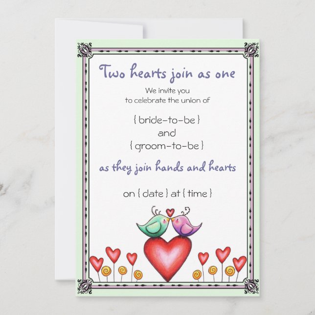 Love Birds Wedding Invitation (Front)