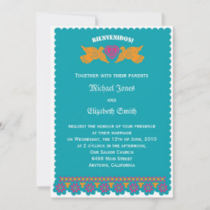 Love Birds Wedding Invitation - Aqua