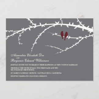 Love Birds Wedding Invitation (cranberry)