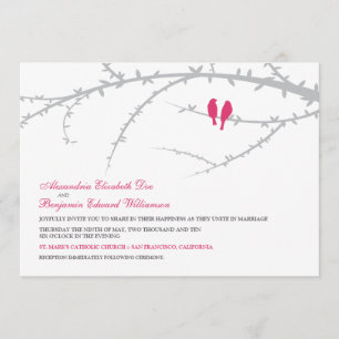 Love Birds Wedding Invitation (fuchsia)