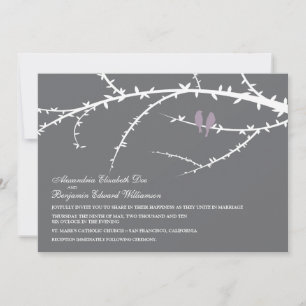 Love Birds Wedding Invitation (lavender)