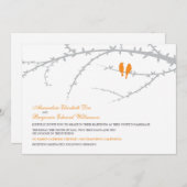 Love Birds Wedding Invitation (orange) (Front/Back)