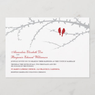 Love Birds Wedding Invitation (red)