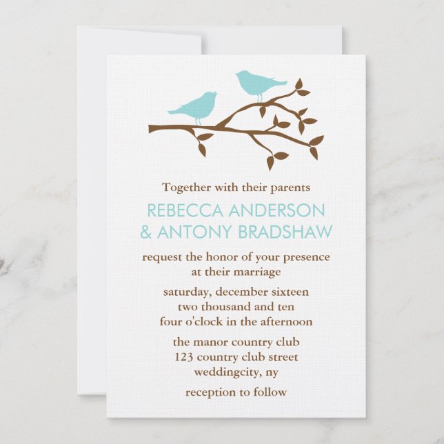 Love Birds Wedding Invitations (Front)