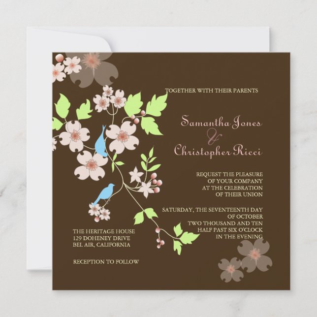 Love Birds Wedding Invitations (Front)