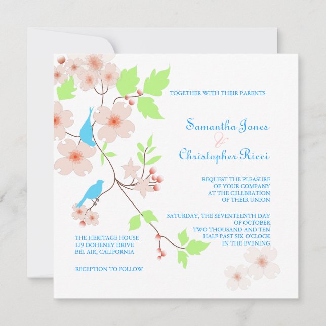 Love Birds Wedding Invitations/diy background Invitation (Front)