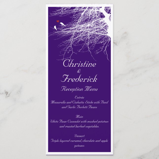 Love Birds, wedding menu and program (Front)