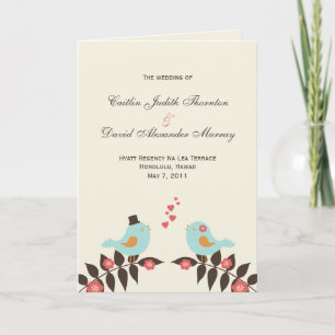 Love Birds Wedding Program Cards