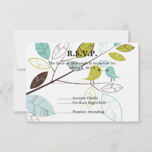Love Birds Wedding RSVP Card