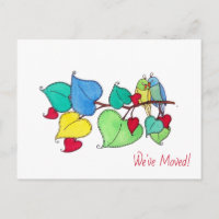 Love Birds We've Moved New Address Announcement