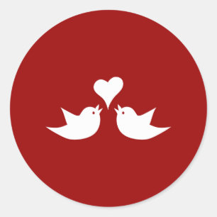 Love Birds with Heart Wedding Enagement Classic Round Sticker