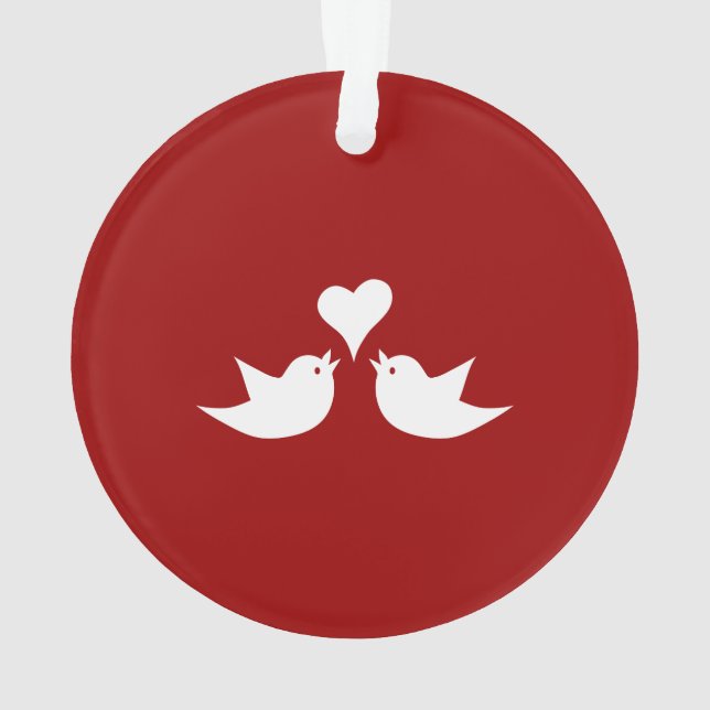 Love Birds with Heart Wedding Enagement Ornament (Back)