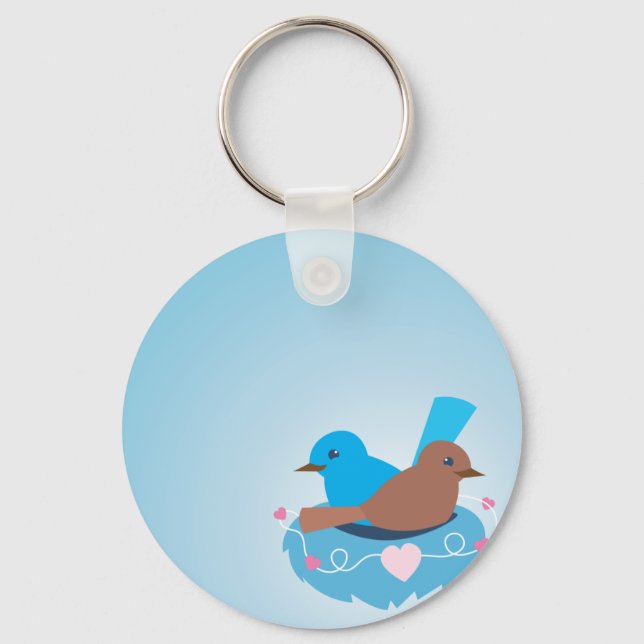 Love Birds wren brown Key Ring (Front)