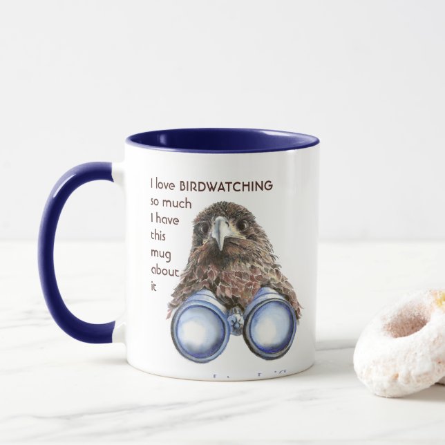 Love Birdwatching so so much I Fun Quote  Mug (With Donut)