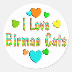 Love Birman Cats Classic Round Sticker