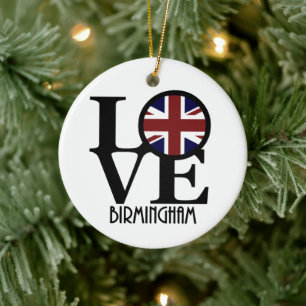 LOVE Birmingham England Ceramic Tree Decoration