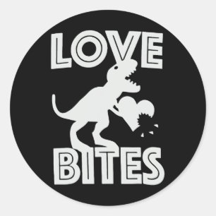 Love Bites Dinosaur Valentine  Classic Round Sticker