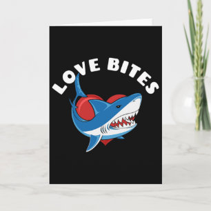 Love Bites Funny Valentines Day Shark Heart Joke Card