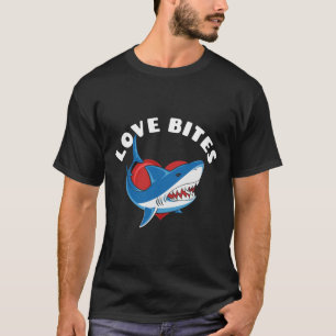 Love Bites Funny Valentines Day Shark Heart Joke T-Shirt