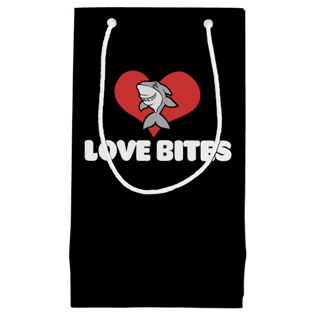 Love Bites Funny Valentine's Day Shark Humour Small Gift Bag (Front)