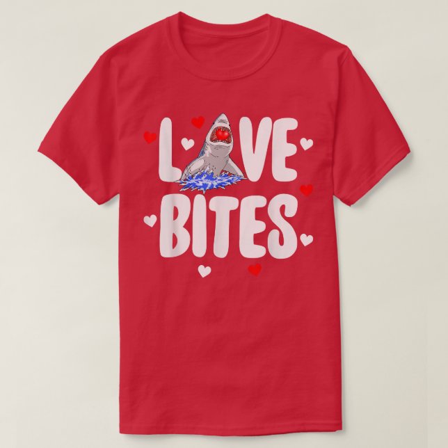 Love Bites Shark Tee Shirts Funny Women Valentine  (Design Front)