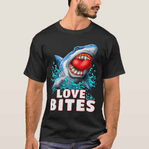 Love Bites Shark Valentines Day Shark Kids Men Jaw T-Shirt