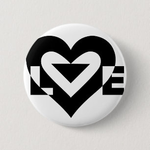 Love Black 6 Cm Round Badge