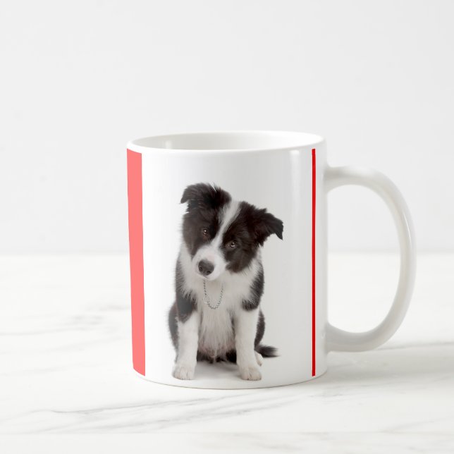 Love Black and White Border Collie Puppy Dog Mug (Right)