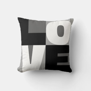 Love Black And White Clean-Cut Letter Art Design Cushion