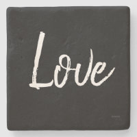 Love Black and White - Limestone Coaster