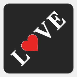 LOVE Black and White Minimalist Elegant Square Sticker
