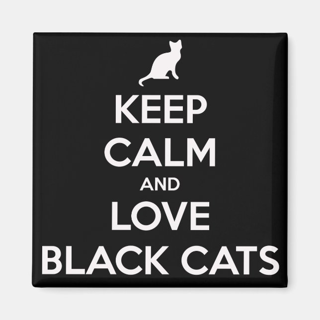 Love Black Cats 2 Inch Square Magnet (Front)
