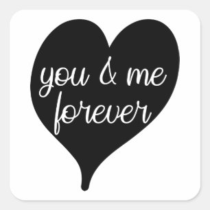 Love Black Heart - You Me Forever Wedding Favour Square Sticker