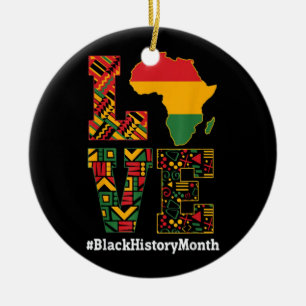 LOVE Black History Month Africa Map Ceramic Tree Decoration