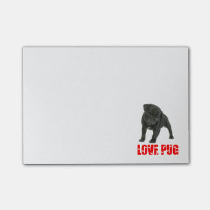 Love Black Pug Puppy Dog Post IT Sticky Notes