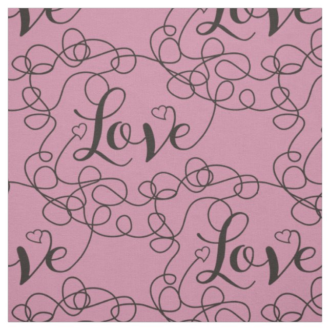 LOVE black seamless pattern with LINES Fabric (Swatch)