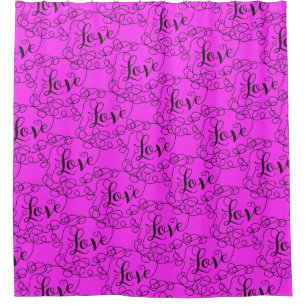LOVE black seamless pattern with LINES Shower Curtain