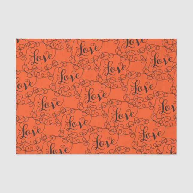 LOVE black seamless pattern with LINES Tissue Paper (Front)
