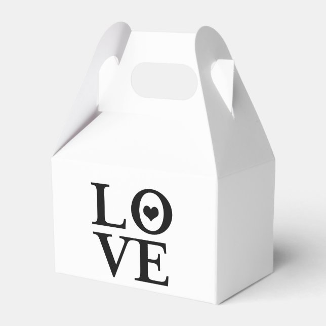 LOVE black & White Heart Custom Wedding Favour Favour Box (Front Side)