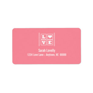 Love Blocks Address Labels, Pink Label