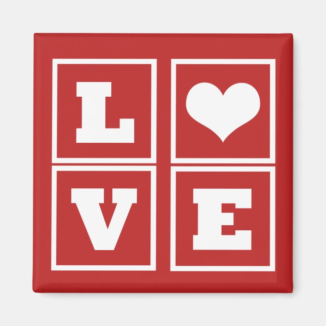 Love Blocks Magnet, Dark Red Magnet (Front)