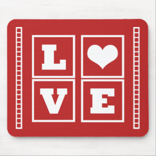 Love Blocks Mousepad, Dark Red Mouse Pad