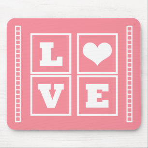 Love Blocks Mousepad, Pink Mouse Pad