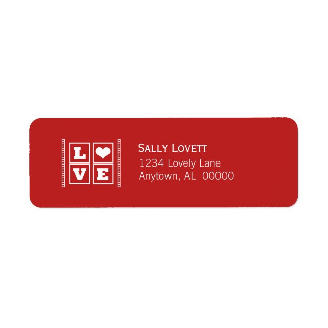 Love Blocks Return Address Labels, Dark Red (Front)