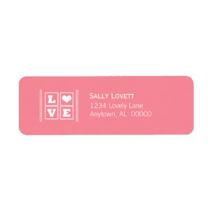 Love Blocks Return Address Labels, Pink
